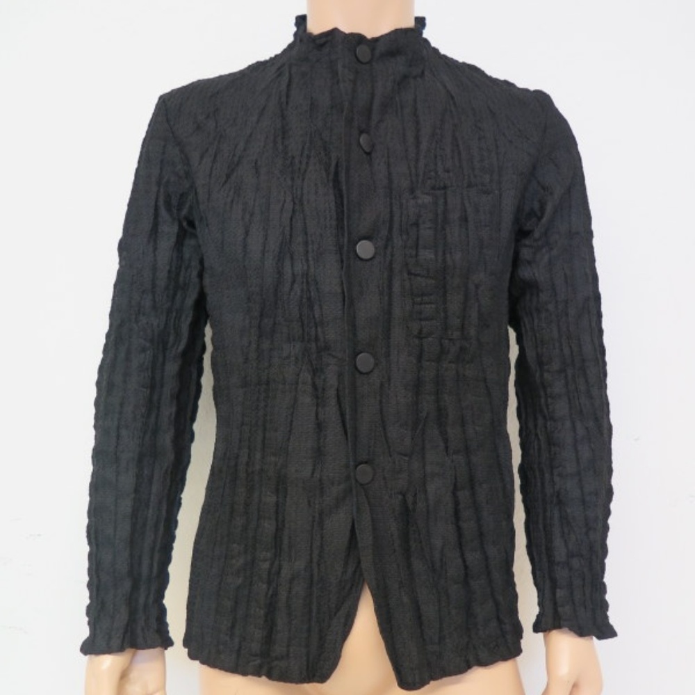 Issey Miyake Men Jacket Black Plisse Wrinkled - Picture 1 of 7